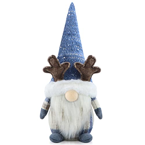 Godeufe GNOME de Noël Deco Noel GNOME Peluche Elfe Bois de Renne Décoration pour Maison Cuisine 31cm - Bleu