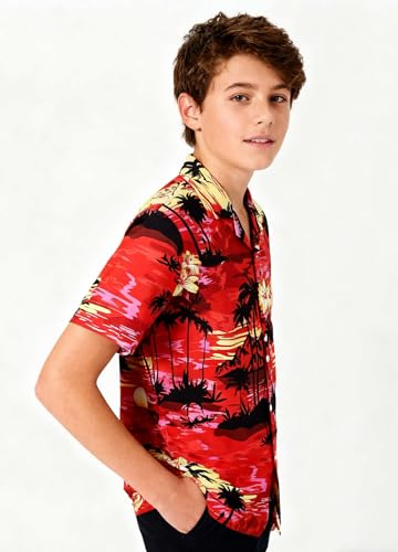 Image of Cromoncent Matching Hawaiian Outfits for Family, Dad and Son Matching Luau Beach Tropical Shirts Mommy Daughter Tropical Sets