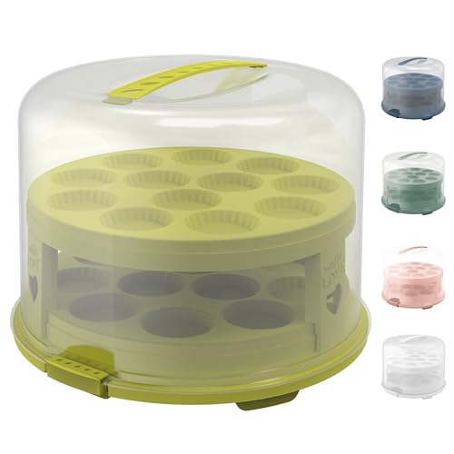 Rotho Fresh Tortenglocke hoch mit Trays, lebensmittelechter Kunststoff (PP) BPA-frei, grün/transparent, (35.5 x 34.5 x 26.0 cm)