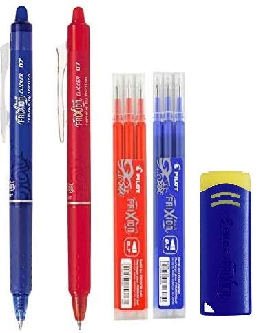 Pilot Frixion Clicker 3 Pezzi: Penna Gel Cancellabile Con Punta 0,7 Mm E Inchiostro Nero, Ricaricabile