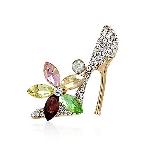 Image of High Heel Brooch Ladies Crystal Rhinestone High Heel Princess Shoes Women Stylish Charm Brooch Pin