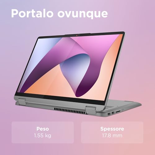 Lenovo IdeaPad Flex 5 Notebook Display 14" Touch IPS (1920x1200) IPS, AMD Ryzen 7 7730U, RAM 16GB, 512GB SSD, Digital Pen inclusa, Windows 11, Tastiera italiana QWERTY, Grey - Caricatore non incluso - Immagine 4