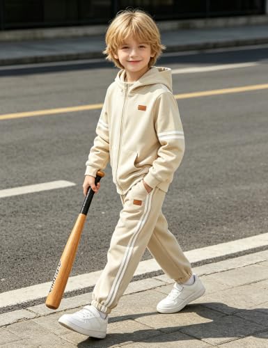 Image of Toddler Boy Clothes Long Sleeve Colorblock Hoodie Sweatsuits Tops and Pants 2Pcs Winter Outfits Boys Fall Clothes