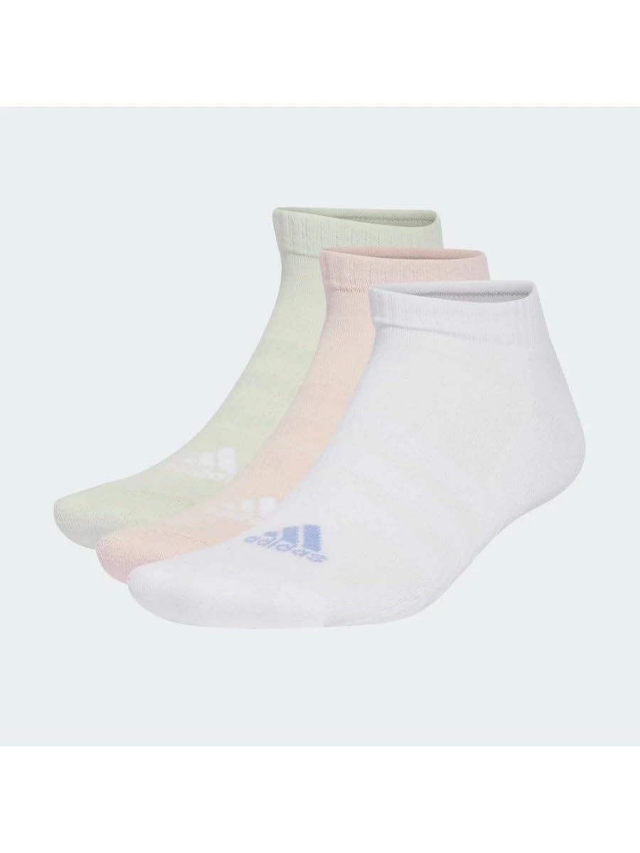 adidas Unisex - Adulto Cushioned Low-Cut Socks 3 Pairs, WHITE/sandy pink/linen green, 45-48
