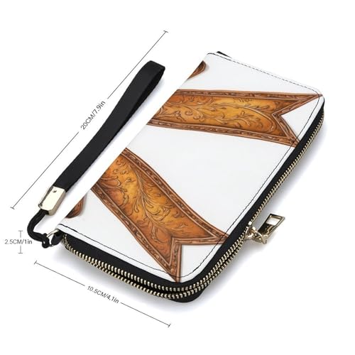 Coquette Brown Bow Western Aesthetic PU Leather Clutch Long Bifold Wallet, Coin Purse Credit Pass Case, Durable Card-Holder Money Storage for Women Men2