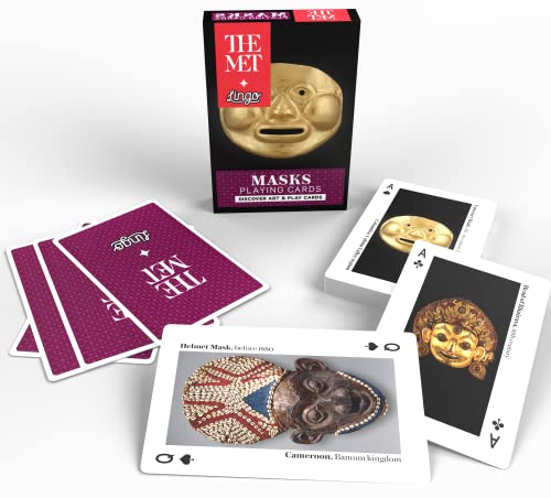 Lingo The Met Masks Playing Cards - Educational Flashcards With Key Trivia - Travel Card Games - Art Themed Deck Of Cards #TOP5