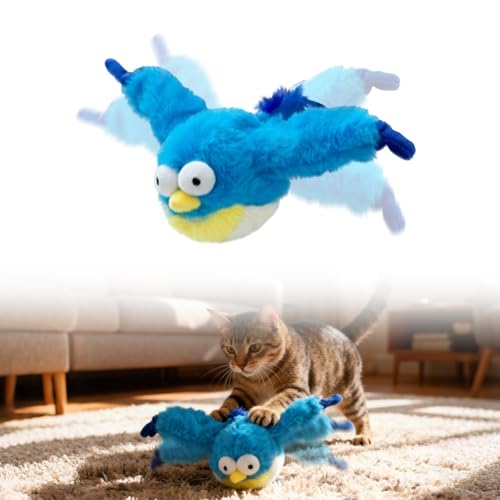 ANYSENT Interactive Chirping Bird Cat Toy,2026 New Flying Bird Cat Toy Flapping Bird Toy,Simulation Chirping Bird Toys Interactive Cats Toys for Bored Indoor Outdoor (Blue/1PCS)