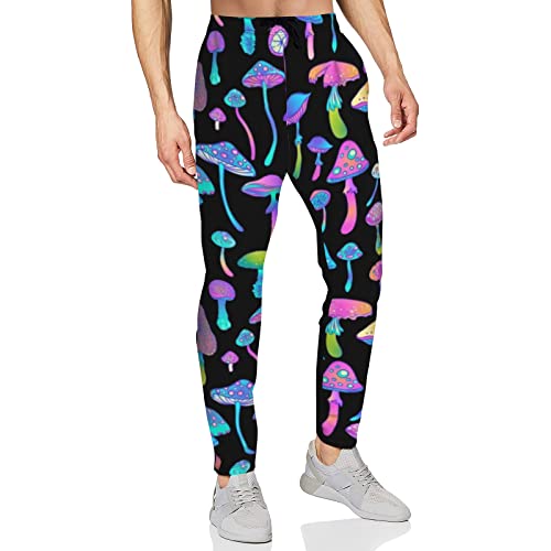Aresd Colorful Mushrooms Men's Jogger Sweatpants，Casual Athletic Jersey Pants With Pockets Funny Outfits For Workout,Training,Jogging #TOP4