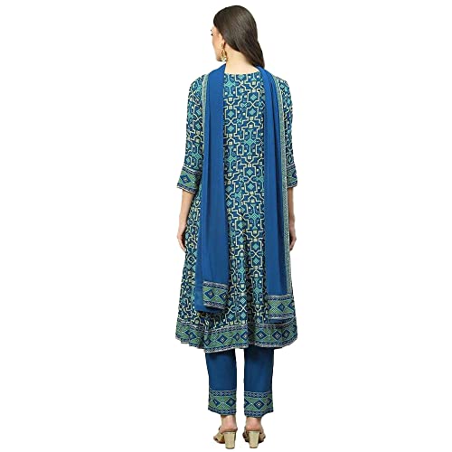 Image of BIBA Women Rayon Kalidar Printed Suit Set