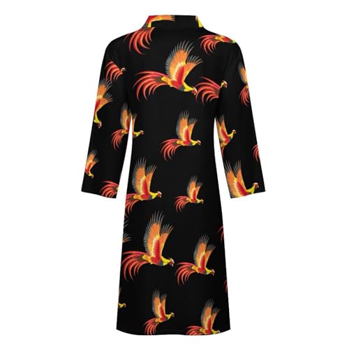 Golden Pheasant Flying Bird Men's Robes Long Sleeve V Neck Bath Robe Printed Bathrobes Cozy Soft Sleepwear4