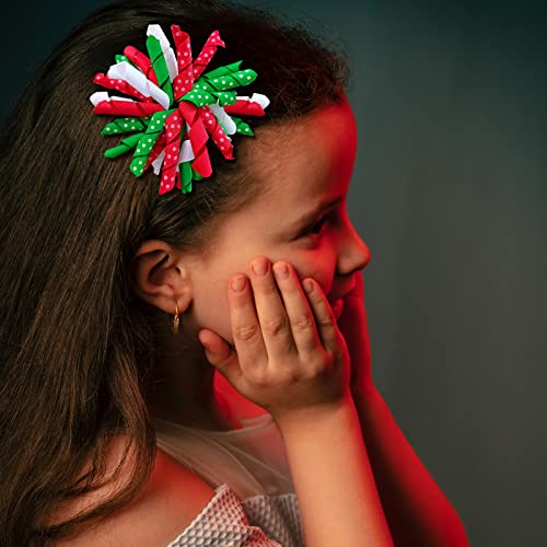 Christmas Korker Hair Bows Clip For Toddler Baby Girls 3'' Curly Corker Bow Alligator Barrette Red White Green Holiday Grosgrain Ribbon Fireworks Ballflower Accessories Kids Xmas Favor Gift #TOP2