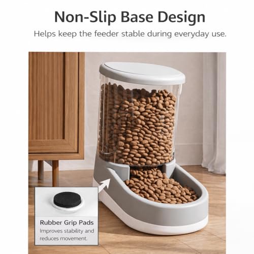 Gravity Pet Feeder and Water Dispenser Set, 8L (4L+4L) Up to 14 Days, Automatic Dog Cat Feeder & Waterer, See-Through Design, Leak-Proof, Anti-Jam, No Electricity, Small Medium Large Dogs Cats