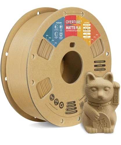 Image of OVERTURE Matte PLA 3D Printer Filament 1.75mm, Matt Surface & Low Warping Filament 1kg Spool (2.2 lbs), Accuracy + /- 0.02 mm, Fit Most FDM Printers (Matte Wood)