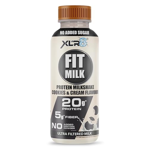 Image of XLR8 FitMilk Protein Milk | 20g Protein Milkshake 250ml | 5g Fibre |Chocolate | No Added Sugar | Contains Prebiotic Fiber | Ideal for Early Mornings, Pre & Post Workouts Energy Drink (250ml (Pack of 6), Chocolate)
