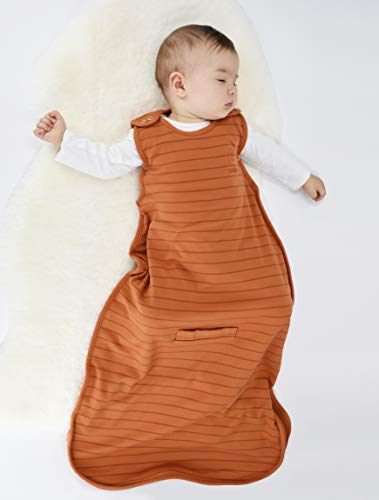 Image of Woolino 4 Season Ultimate Baby Sleeping Bag - Merino Wool and Organic Cotton - Universal Size Adjustable Sleep Sack for Baby - Two-Way Zipper Sleeping Bag (2-24 Months) - Rust