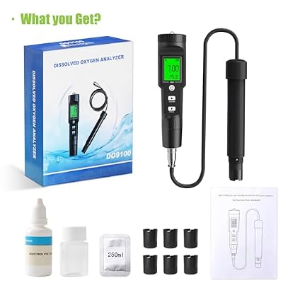 Dissolved Oxygen Meter with ATC,DO Meter with Electrode Filling Fluid, 0.0-40.00 mg/L Measurement Range,Dissolved Oxygen Test Kit for Pond Aquarium Aquaculture and Water Fish Tank