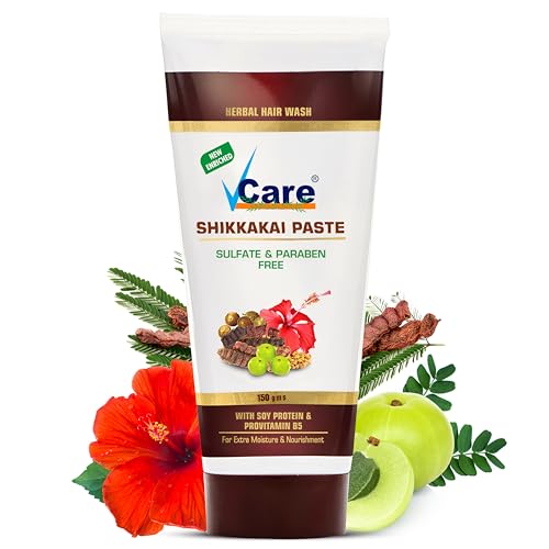 VCare Shikkakai Paste-150gm For Hair Wash with Soy Protein and Provitamin B5| Herbal Hair Wash for Extra Moisture & Nourishment.