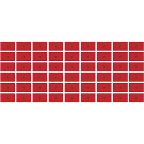 INDIGOS UG - Mini Aufkleber Set - Pack glatt - 20x12mm - selbstklebender Sticker - Marokko - Flagge - Banner - Standarte fürs Auto, Büro, zu Hause & die Schule - 54 Stück - für Auto, Laptop