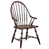 Sunset Trading Andrews Windsor Dining Chair with Arms | Distressed Chestnut Brown