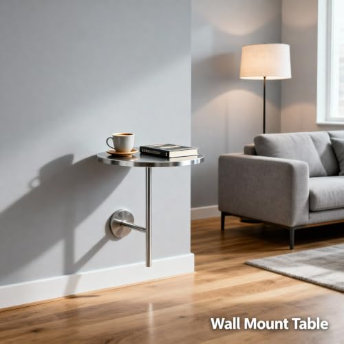 Mesa auxiliar de pared en L flotante de 35cm para noche y café color blanco y nogal 3