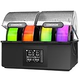Comgrow SH03 Filamenttrockner, 4-Spulen Trocknerbox, Doppelter 200W-PTC bis 85°C, 2 Unabhängige Heizkammern, Automatische Entfeuchtung & Dichtung für PLA PETG ABS TPU ASA 1,75/2,85mm