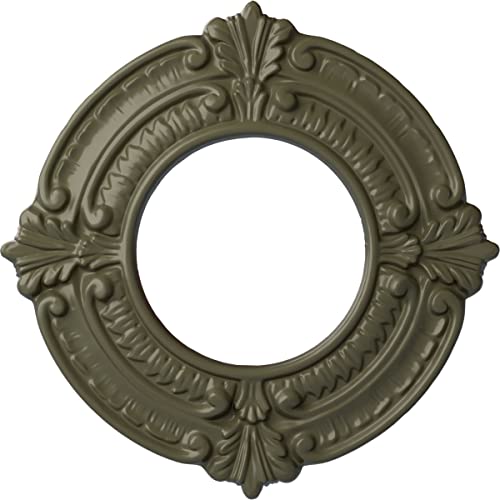 Ekena Millwork CM09BNPTF 9" x 4-1/8" x 5/8" Benson Ceiling Medallion, Painted Turtle