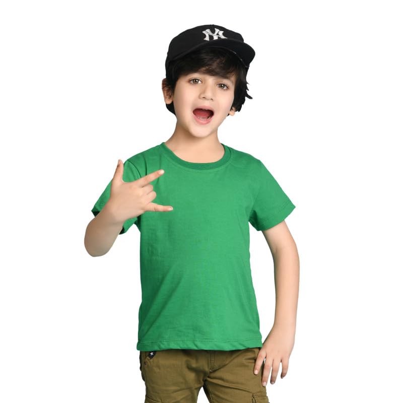 Image of Nusyl Boys Half Sleeves Solid T-Shirt for Kids | Soft Cotton Blend | Comfortable Regular Fit | Casual 2-16 Years | Multiple Colors & Pack Options