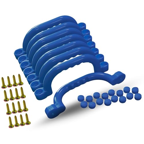 Spielturmking® Handgriffe Spielturm - Wetterfeste Sicherheitsgriffe mit Griffmulden, Robuste Griffe Spielturm, Haltegriffe Spielturm, Klettergriffe Kinder Indoor & Outdoor (Blau, 8er Pack)