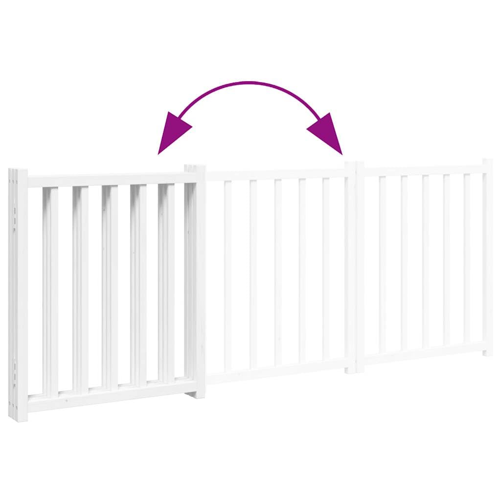 Puerta para perros de madera maciza de abeto blanco, 150 cm, plegable, para perros pequeños y medianos con punta curvada, para seguridad en interiores y exteriores