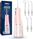 Onlyone Water Dental Flosser Pick for Teeth, 300ML Portable Oral Irrigator, Rechargeable Travel Irrigation Cleaner, Professional Electric Flossing Machine Birthday Gifts for Women,Mom,Girlfriend Pink