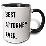 3dRose Best Attorney Ever, Letters Background Two Tone Mug, 11 oz, Black/White