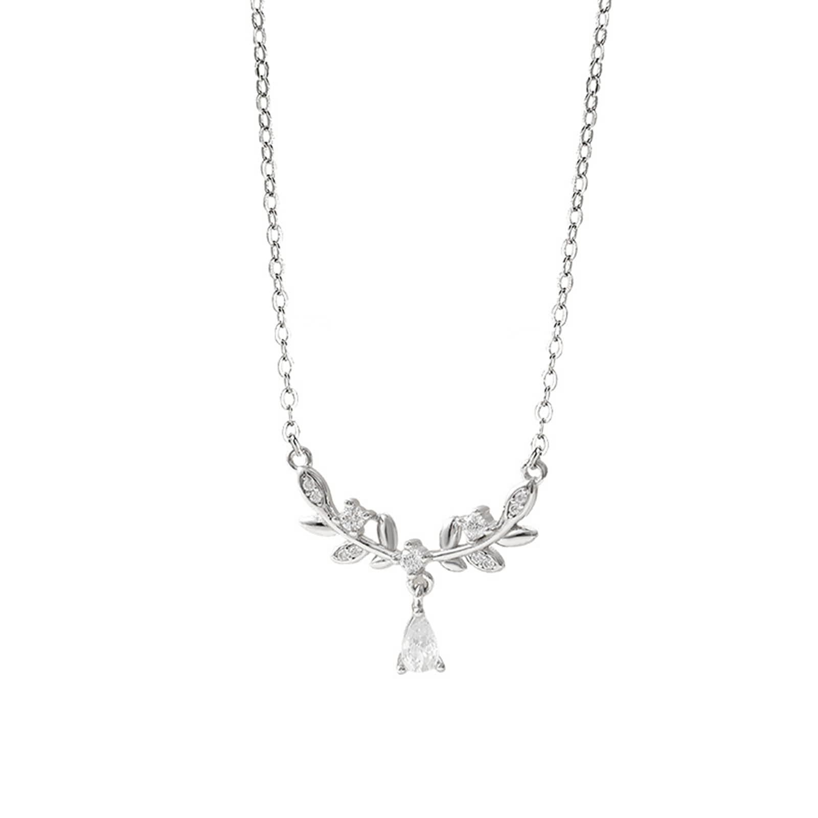 Moissanite Collana, Collane Donna Eleganti Ciondolo Catenina Gioielli Oro Bianco 9K/14K/18K Grano 40+5cm