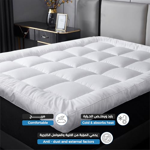 مرتبة وسادة فاخرة للفنادق مقاس 100 سم × 200 سم + 14 سم - نسيج قطني 100% محشو بالمايكروفايبر من سليب اكس فاكتوري - ارتفاع 14 سم