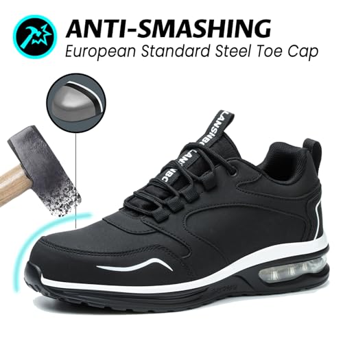 Image of LANSNBO Waterproof Steel Toe Shoes for Women Non Slip Sneakers | Work safety protection, puncture proof sole, comfortable lightweight, for industrial construction food service jobs