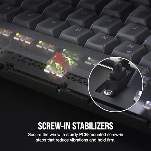 K65 PLUS WIRELESS Tastiera meccanica da gioco 75% RGB, sostituibile a caldo - Interruttori MLX Red Linear pre-lubrificati - Attenuazione del rumore a doppio strato - Tasti PBT - QWERTY - Tastiera gaming - Immagine 10
