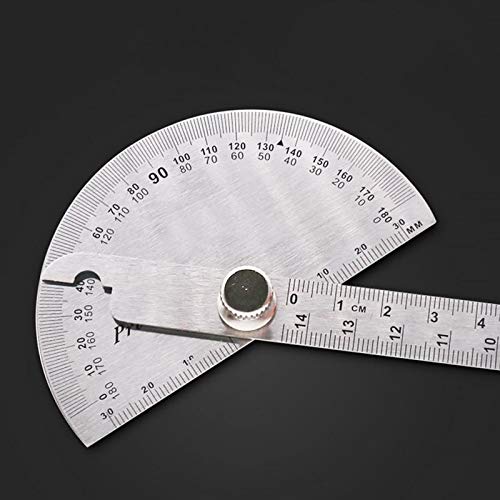 JSEIAJB 180 Degree Adjustable Protractor Multifunction Stainless Steel Roundhead Angle Ruler Mathematics Measuring Tool