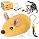 Pipihome Katzenspielzeug Elektrisch Spielmaus, Magic Maus Katze, Interaktives Katzenspielzeug Maus mit Federschwanz USB Wiederaufladbares Interaktive Spielzeug für Katzenauslauf und Gegen Langeweile