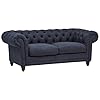 Amazon Brand – Stone & Beam Bradbury Chesterfield Tufted Loveseat Sofa Couch, 78.7″W, Navy