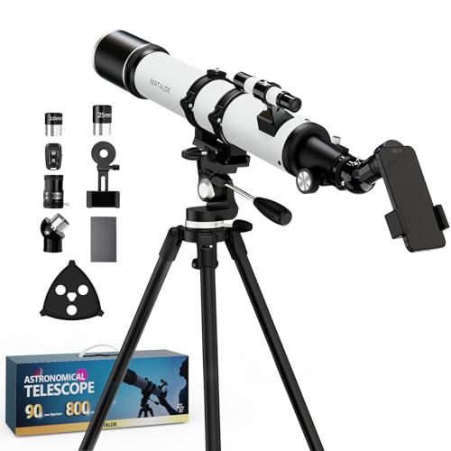 Télescope réfracteur débutant 90mm avec adaptateur smartphone et Barlow 3X