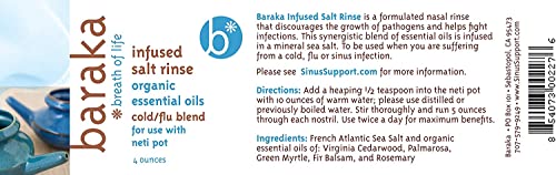 Baraka Infused Sea Salt - Neti Pot Salt For Sinus Rinse & Nose Cleaner, Essential Oil Infused Neti Salt, Nasal Salt W/ Virginia Cedarwood, Palmarosa, Green Myrtle, Fir Balsam & Rosemary, 8 Oz (2 Pack) #TOP6