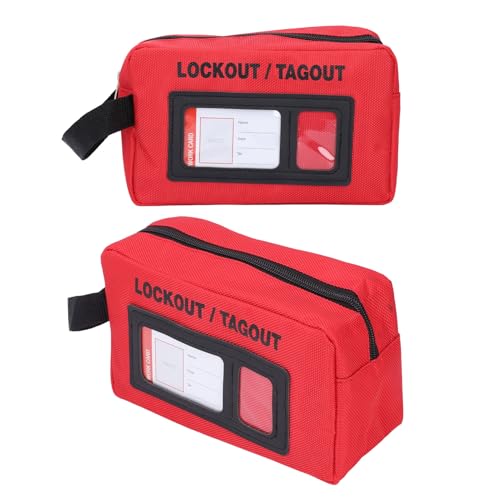 Lockout Tagout Pouch, Heat Resistant, Impact Resistant, Deformation Polyester Cloth Storage Bag with Visible Display, Fasteners Design