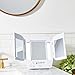 JERDON Modern Tri-Fold Makeup Mirror with Lights - Vanity Mirror with 5X Magnification & Multiple Light Settings - White Base - Model JGL10W