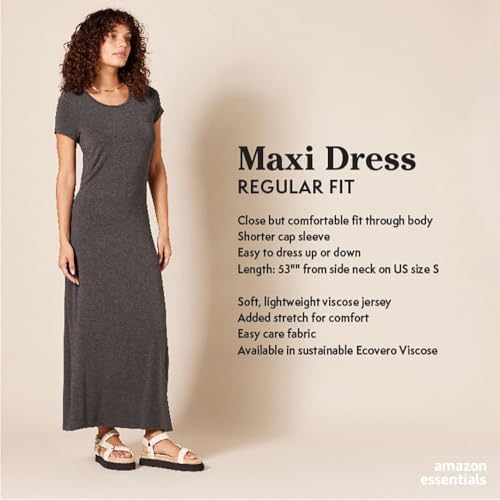 Image of Amazon Essentials Women's Short-Sleeve Maxi Dress, Flowy