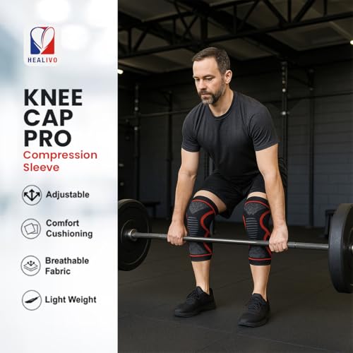 Image of Knee Cap Pro | Pain Relief Knee Braces Pair for Men & Women | Advanced 3D Knitting Compression | Ideal for Gym, Sports, Workouts, Running & Cycling | M
