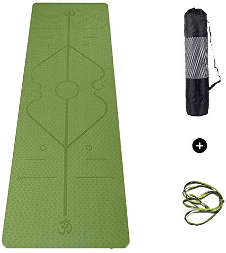 TEALP Green Yoga Mat Non Slip, Pilates Fitness Mats with Alignment Marks, Eco Friendly, Anti-Tear Yoga Mats for Women, 1/4