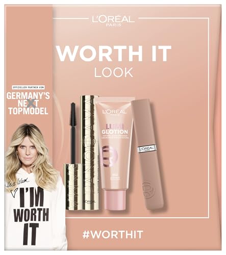 L'Oréal Paris Germany's Next Topmodel Make-up-Set Worth It Look mit Panorama Mascara, Lumi Glotion Highlighter und Infaillible Matte Resistance Nude Lippenstift