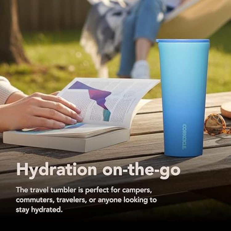 Corkcicle Classic Tumbler - Keeps Drinks Cold 9 Plus Hours - Triple Insulated Stainless Steel Drink Tumbler - Sliding Lid - Summer Drinkware Gift - Keeps Drinks Ice Cold - 24 oz - Boom Box Blue
