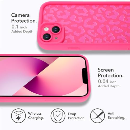 MOWIME Compatible with iPhone 13 Case, Cheetah Print Shockproof Soft TPU Protective Cover for Women Girls, Slim Anti Scratch Leopard Case for iPhone 13 6.1 Inch, Hot Pink by MOWIME - Image 5
