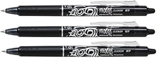 Pilot Frixion Clicker 0.7mm Tip Erasable Ink Gel Pen Tattoo Design Black Ink (Pack of 3) Supplied Loose