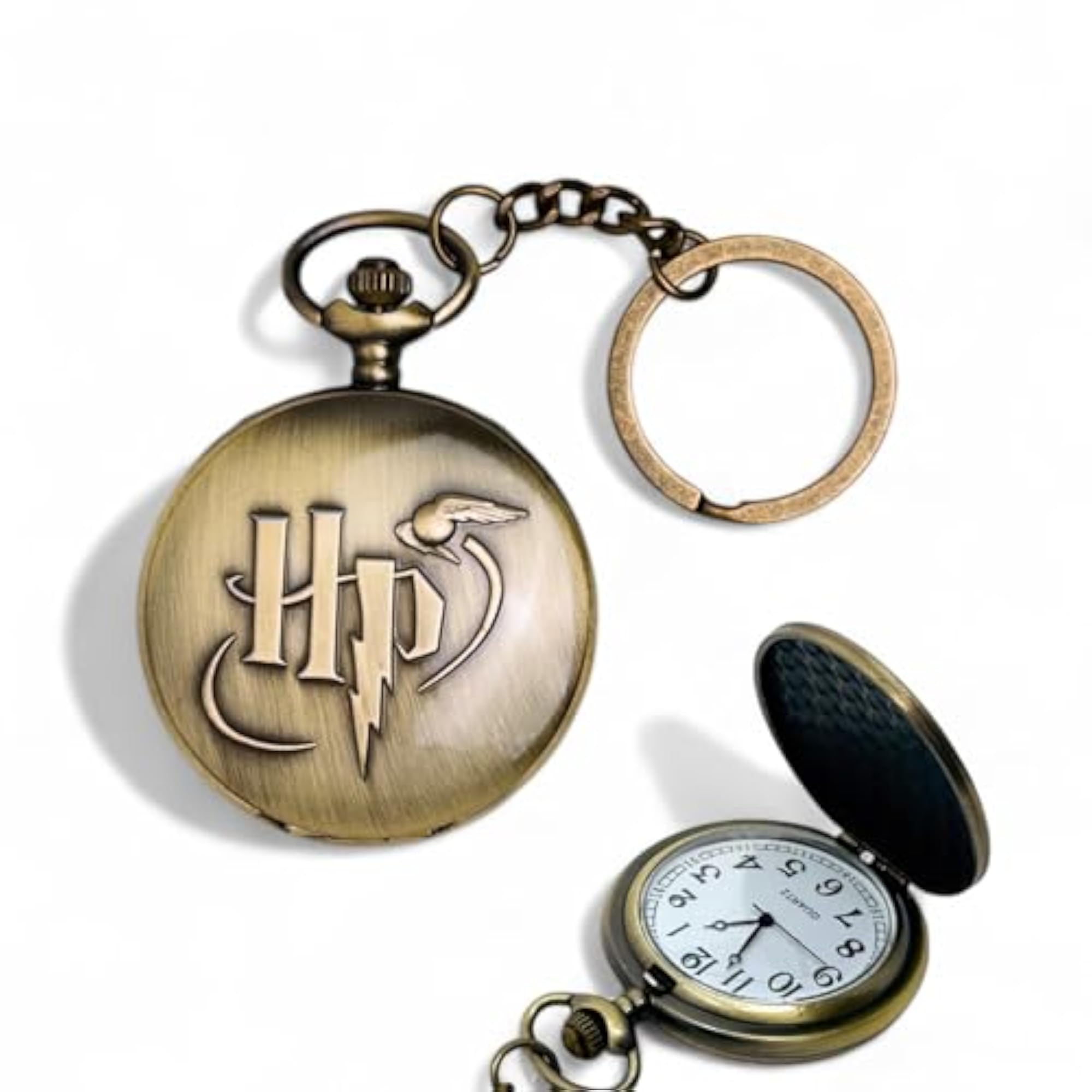 Vintage Pocket Watch Keychain Collection, Antique Bronze Finish